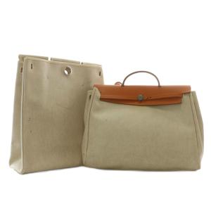 エールバッグMM ハンドバッグ 2WAY トワルアッシュ レザー C刻印 ベージュ キャメル