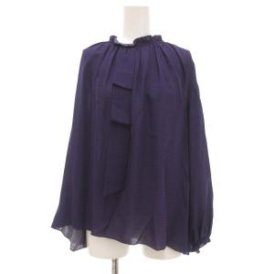 18AW シルクドットタイブラウス 長袖 36 紺 ネイビー 紫 6521-299-0640 /UO