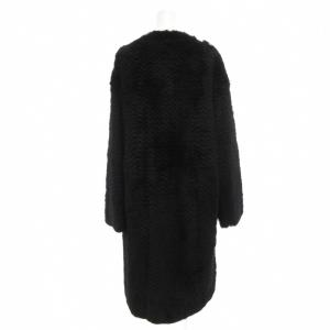 STRAWBERRY-FIELDS ICHIE ノーカラーコート ラビットファー 毛皮 中綿 リバーシブル ブラック /UO