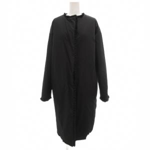 STRAWBERRY-FIELDS ICHIE ノーカラーコート ラビットファー 毛皮 中綿 リバーシブル ブラック /UO