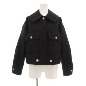 20AW ウールトリプルクロスジャケット ビッグカラー ポケット ゴールドボタン 0 ブラック /UO