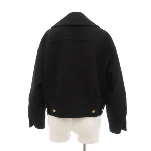 leur logette 20AW ウールトリプルクロスジャケット ビッグカラー ポケット ゴールドボタン 0 ブラック /UO