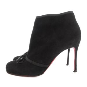Christian Louboutin ブーティ スエード ピンヒール リボン 35.5 ブラック /UO