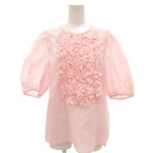 フリルブラウス シャツ 五分袖 ピンク /FF