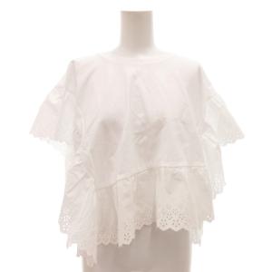 cotton frills top カットソー アイレットレース 天竺 半袖 1 白 ホワイト /FF
