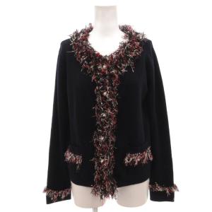 タグ付き カーディガン ニット モヘア混 フリンジ F 紺 ネイビー /FF