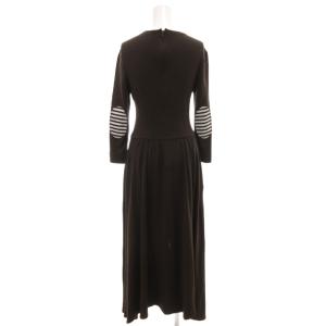 BORDERS at BALCONY WEEKEND MAXI ウールジャージーマキシドレス ワンピース エルボーパッチ ロング 七分袖 36