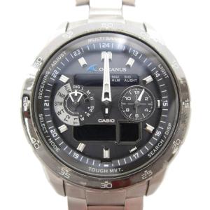 ジャンク品 腕時計 タフソーラー オシアナス アナデジ クロノグラフ チタン 銀色 OCW-T400TB-1AJF