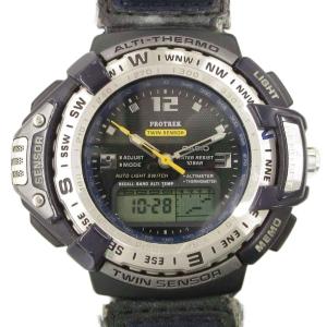 プロトレック 腕時計 PRT-71 アナデジウォッチ クォーツ シルバーカラー 紺 ネイビー /AE