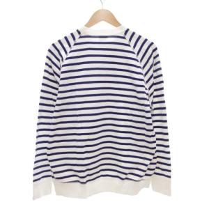 LOOPWHEELER 美品 Tシャツ ロンT クルーネック ボーダー 長袖 S 白 ホワイト 青 ブルー /AE