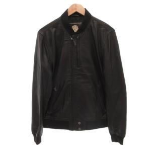 レザージャケット 革ジャン ブルゾン パンチング 4 黒 ブラック /FF