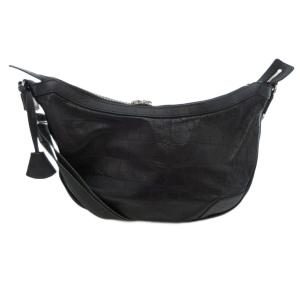 バルケッタ ショルダーバッグ クロコ型押し レザー ブラック /UO