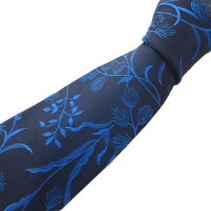 美品 ネクタイ 絹 シルク 総柄 青 ブルー /FF