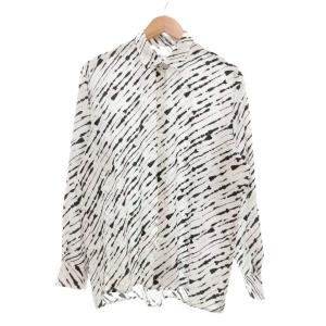 ブラッシュペイント長袖シャツ 総柄 オーバーサイズ M ホワイト ブラック /UO