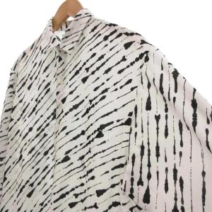 TAKEO KIKUCHI ブラッシュペイント長袖シャツ 総柄 オーバーサイズ M ホワイト ブラック /UO