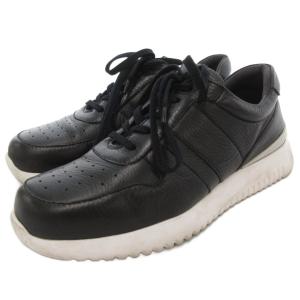 スニーカー シューズ ローカット ディアスキン レザー 25.5cm 黒 ブラック /AE