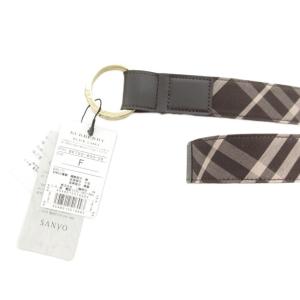 BURBERRY BLACK LABEL タグ付き ダブルリング ベルト チェック ブラウン /UO