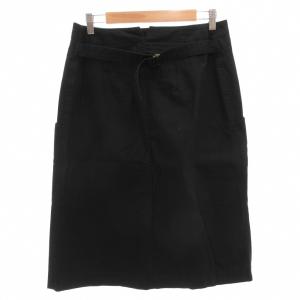 MHL. COMPACT BROKEN DRILL ロングスカート シンチバック 3 紺 ネイビー /FF