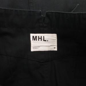 MHL. COMPACT BROKEN DRILL ロングスカート シンチバック 3 紺 ネイビー /FF