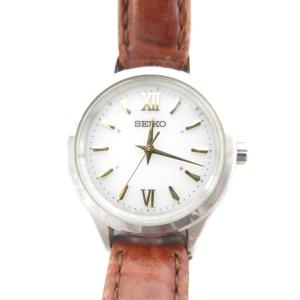 腕時計 電波ソーラー セレクション アナログ 革ベルト 茶 ブラウン SWFH115 /UO