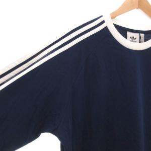 adidas タグ付き アディカラー クラシックス スリーストライプス Tシャツ ロンT ロゴ 長袖 3XL 紺 ネイビー