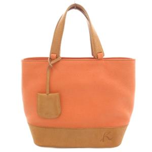 ハンドバッグ レザー ミニバッグ付き オレンジ /UO