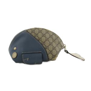 クジラ型 コインケース 小銭入れ マイクロGG PVC レザー ベージュ ブルー 256862 /UO