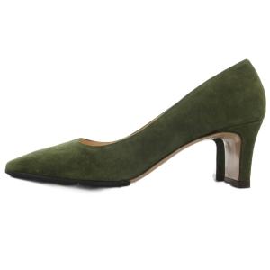 FABIO RUSCONI パンプス シューズ ハイヒール スクエアトゥ スエード 37 24?p 緑 グリーン /AE