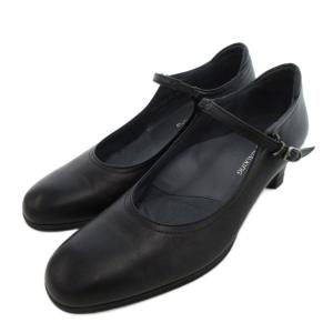 WALKING PEDALA ストラップ パンプス 牛革 チャンキーヒール 24cm 黒 ブラック WP772E-90