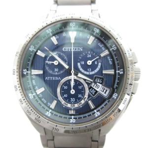 腕時計 エコドライブ 電波ソーラー ATTESA クロノグラフ カレンダー付き チタン 銀色 ATD53-3082