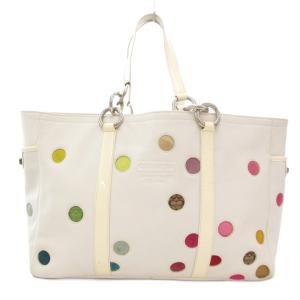 ドットギャラリートートバッグ シグネチャー レザー 白 ホワイト /AE