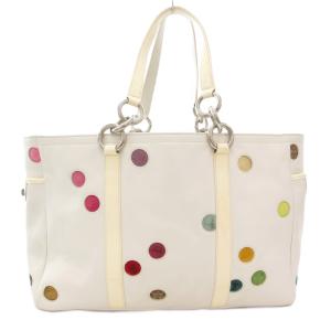 COACH ドットギャラリートートバッグ シグネチャー レザー 白 ホワイト /AE