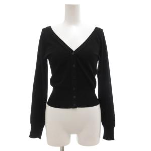 カーディガン ニット Vネック 長袖 40 S 黒 ブラック /AE