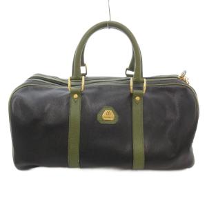 ボストンバッグ ロゴ レザー 黒 ブラック /AE