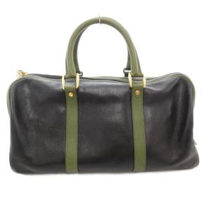 MORABITO ボストンバッグ ロゴ レザー 黒 ブラック /AE