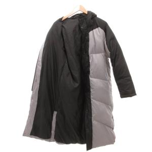 MIZUNO ダウンコート ベンチコート フード ロゴ ロング丈 M グレー /AE