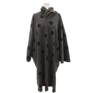 貫頭衣 Kantoui 京型友禅 KYOKATA YUZEN ワンピース ドット ロング 長袖 グレー