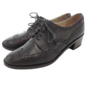 idea ドレスシューズ 革靴 ウイングチップ ローヒール レザー 23cm 黒 ブラック /AE