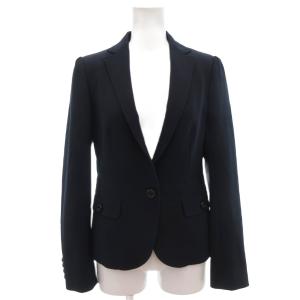 テーラードジャケット 裏地ノバチェック 背抜き シングル 36 XS 紺 ネイビー /AE