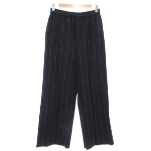 美品 22AW クールウールイージーストレートパンツ スラックス ストライプ 36 紺 ネイビー 23-04-24-04101
