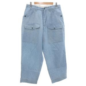 ダンガリーパンツ ワイド リネン混 M ライトインディゴブルー /AE