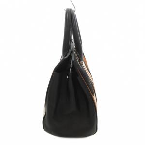 Max Mara ハンドバッグ トート カーフレザー ハラコ スエード 総柄 茶 黒 /UO