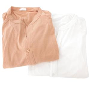 2点セット 20SS コットンガーゼジャージーロングカーディガン キーネック 長袖 S オレンジ 白 ホワイト