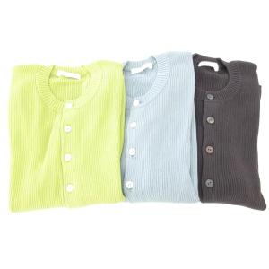 美品 3点セット 20SS ギザコットンリブ クルーネックカーディガン ニット 長袖 S 水色 ライトブルー