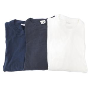 3点セット Tシャツ ロンT クルーネック 無地 長袖 M L 白 ホワイト 紺 ネイビー /AE
