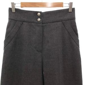 LANVIN COLLECTION ハイウエスト ワイドパンツ メタルボタン 38 グレー /UO