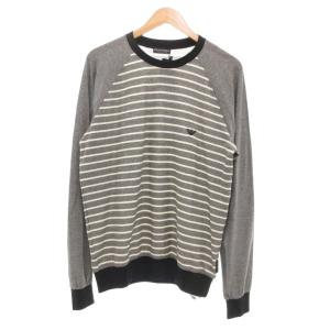 UNDERWEAR タグ付き クルーネック セーター ラグランスリーブ 長袖 ボーダー M 紺系 /UO