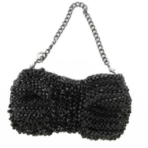 ANTEPRIMA タグ付き ガーラ ワイヤーバッグ ミニバンドバッグ ポーチ リボン ブラック /UO