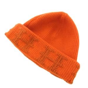 ニット帽 カシミヤ Hロゴ LA オレンジ