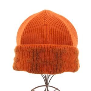 HERMES ニット帽 カシミヤ Hロゴ LA オレンジ